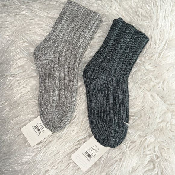 LEMON Short Boot Chucky Cable Knit Socks Mint Green and Oxford OS pack of 2 - Picture 2 of 5